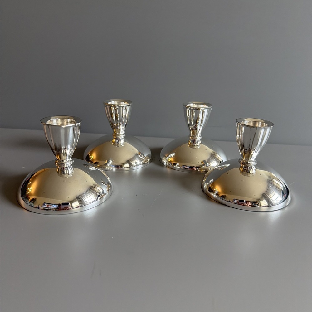 Set of 4 Vintage Oneida LTD Silver Plated 2.75" Mid-Century Candlesticks